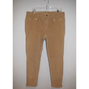 Women's Michael Kors Corduroy Pants Gold Zipper Pockets Tan Casual, Size‎ 14